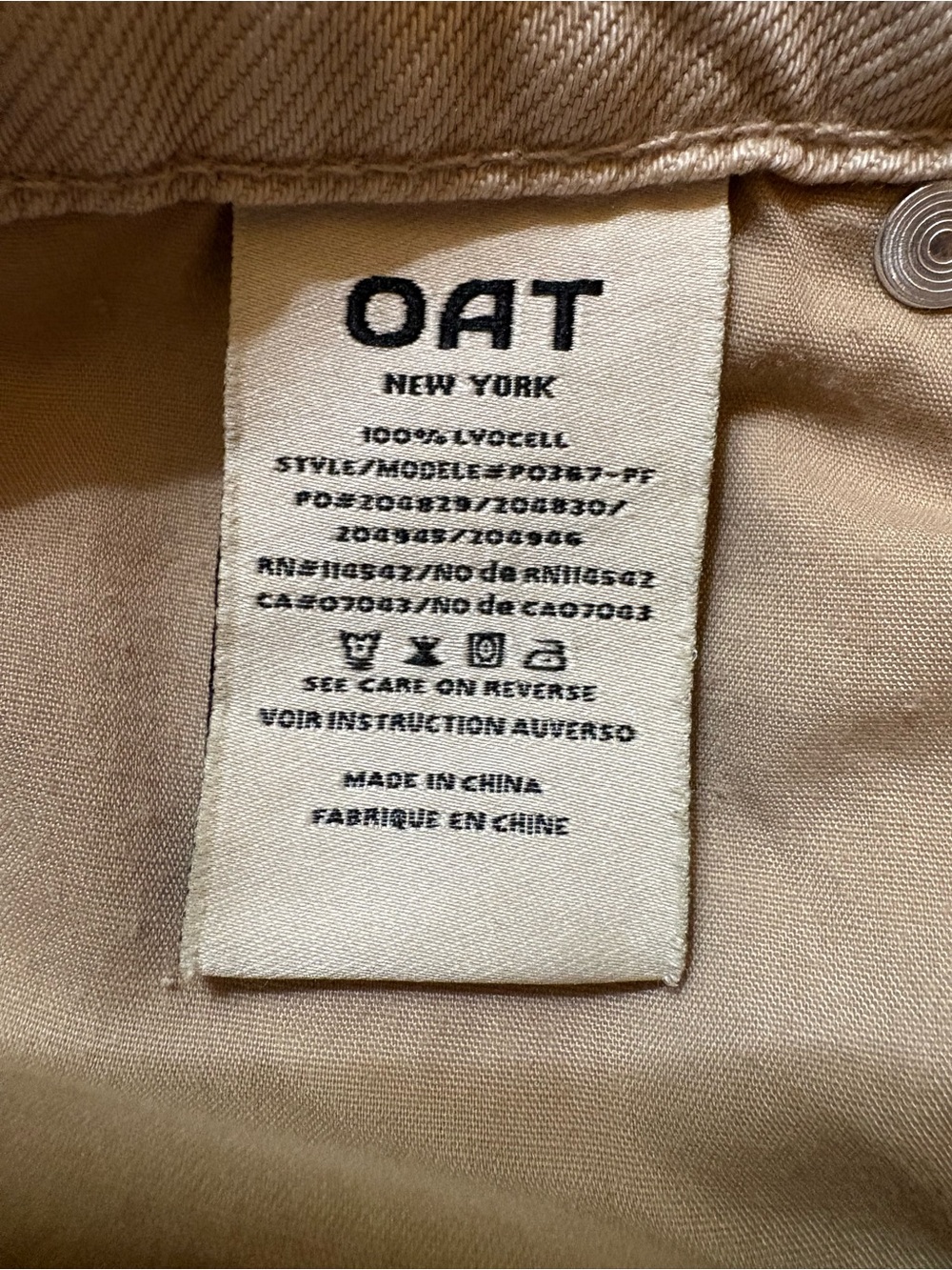 Oat New York Beige High Rise Mini Flare Wide-Leg Sustainable Jeans - Picture 6 of 9